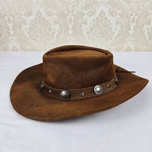 Minnetonka Size Medium Brown Leather The Outback Buffalo Nickel Hat Unisex